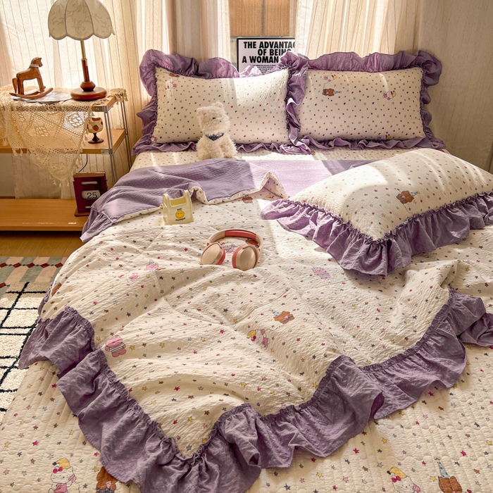 91家纺网 家纺一手货源 找家纺 （总）禾沐 2026新款床盖款花边夏被四件套