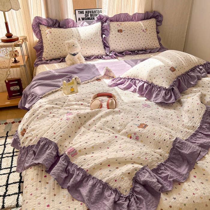 91家纺网 家纺一手货源 找家纺 （总）禾沐 2026新款床盖款花边夏被四件套