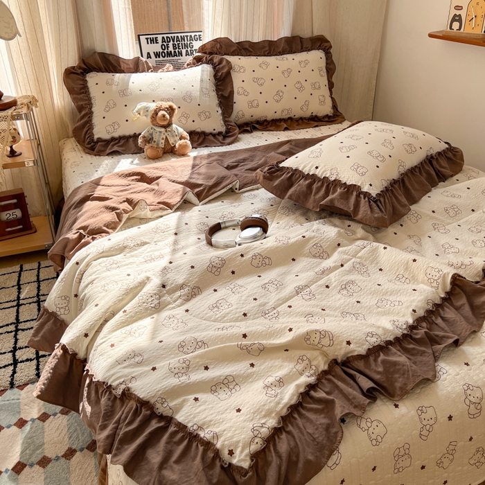 91家纺网 家纺一手货源 找家纺 （总）禾沐 2026新款床盖款花边夏被四件套