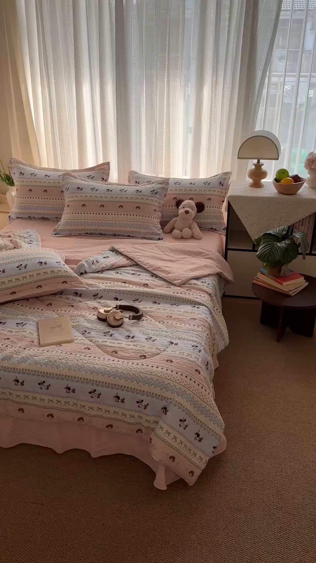91家纺网 家纺一手货源 找家纺 禾沐 2026新款云感泡芙棉泡芙纱床盖夏被四件套 费尔岛小狗