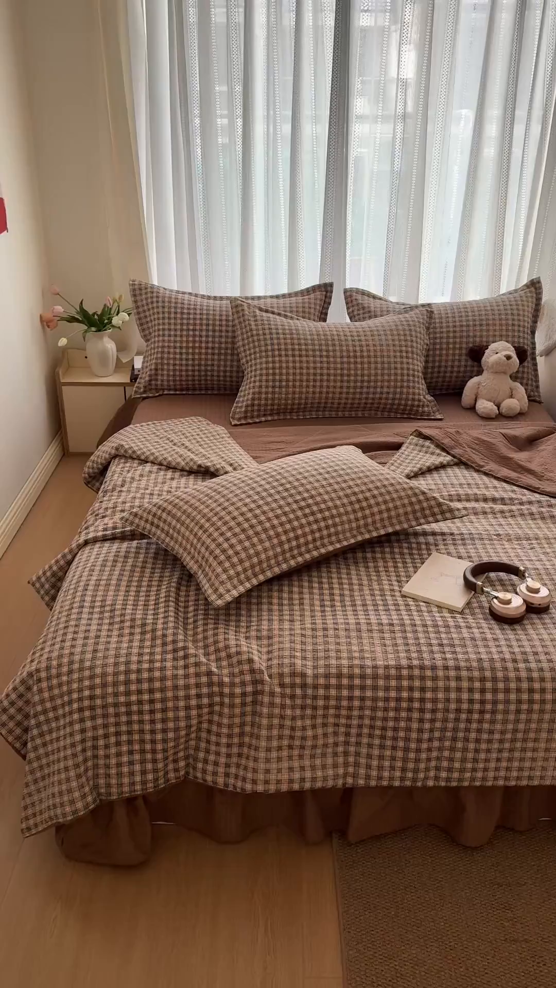 91家纺网 家纺一手货源 找家纺 禾沐 2026新款云感泡芙棉泡芙纱床盖夏被四件套 古典格