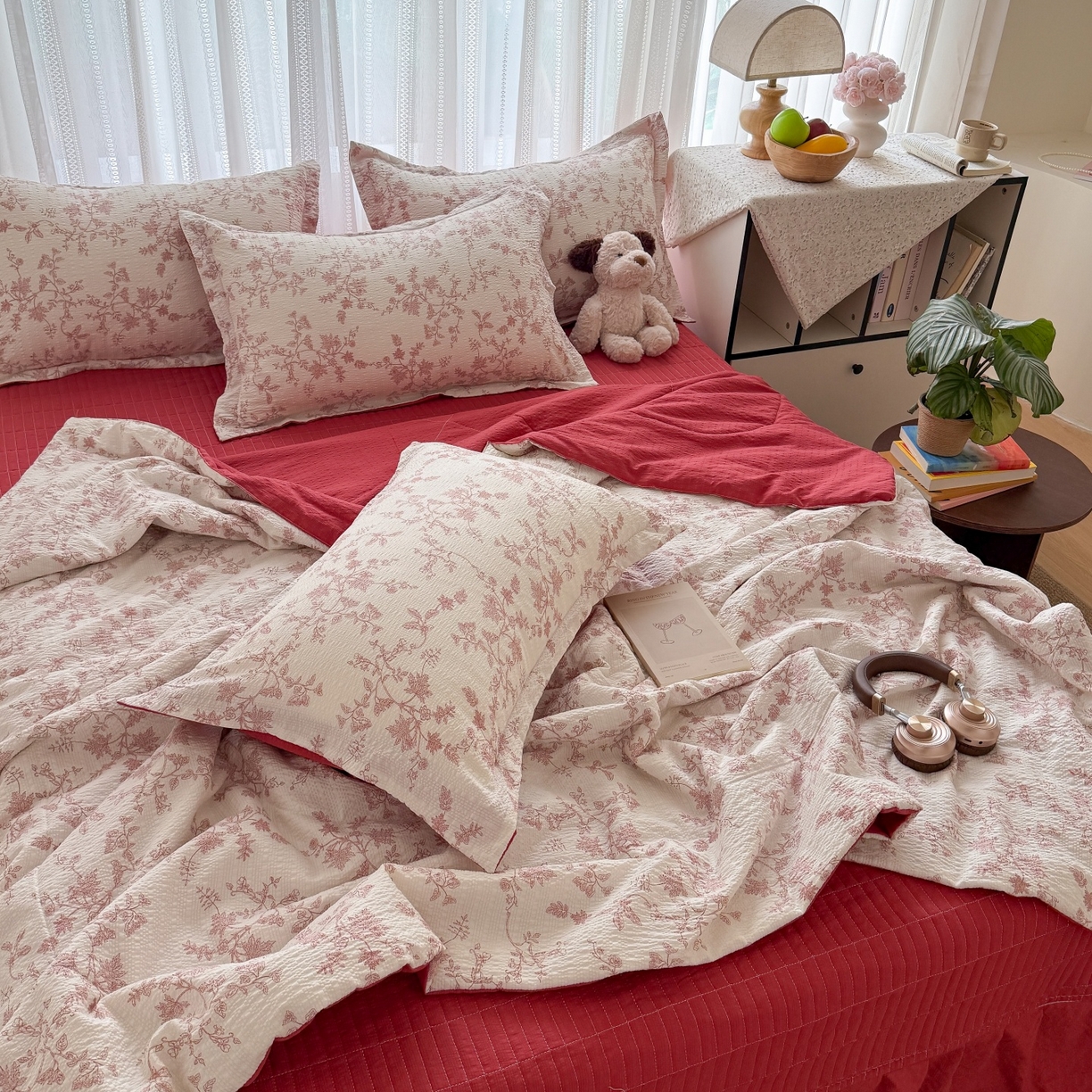 91家纺网 家纺一手货源 找家纺 禾沐 2026新款云感泡芙棉泡芙纱床盖夏被四件套 丽莎