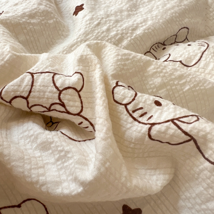 91家纺网 家纺一手货源 找家纺 禾沐 2026新款床盖款花边夏被四件套 描线小猫