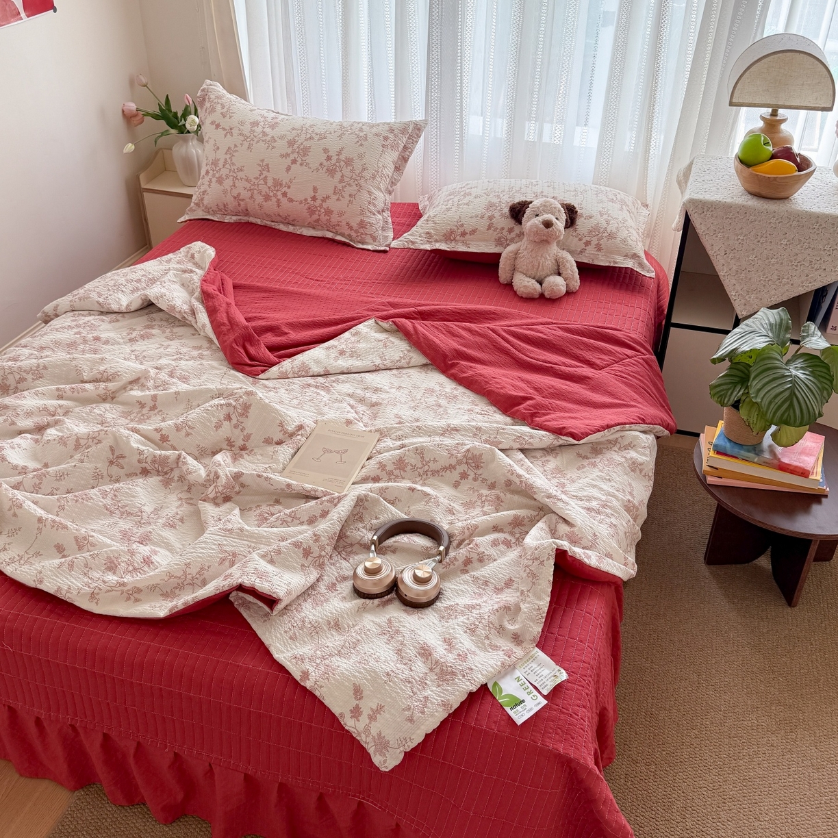 91家纺网 家纺一手货源 找家纺 禾沐 2026新款云感泡芙棉泡芙纱床盖夏被四件套 丽莎