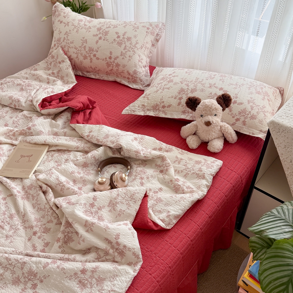 91家纺网 家纺一手货源 找家纺 禾沐 2026新款云感泡芙棉泡芙纱床盖夏被四件套 丽莎