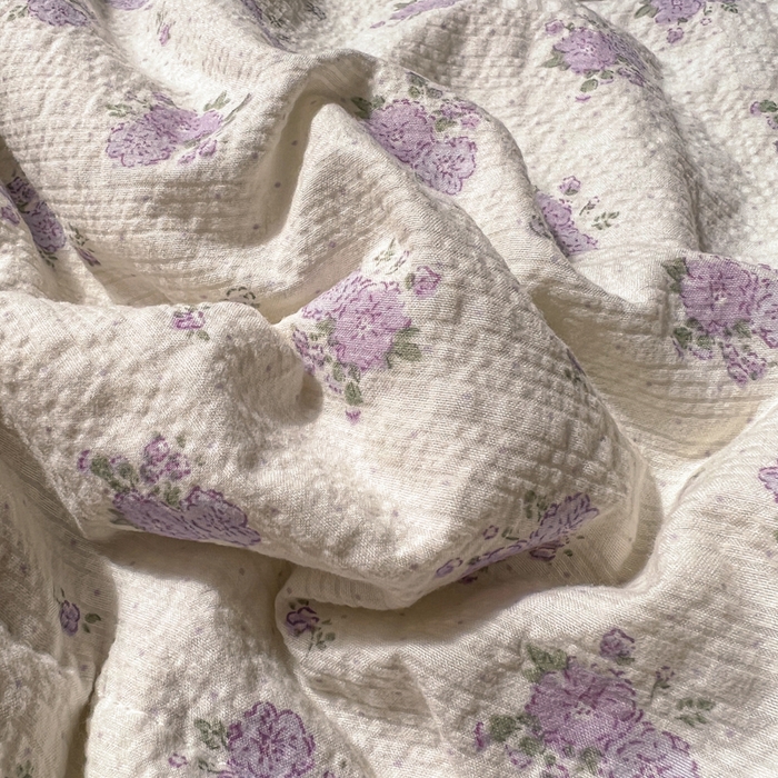 91家纺网 家纺一手货源 找家纺 禾沐 2026新款床盖款花边夏被四件套 芋泥花束