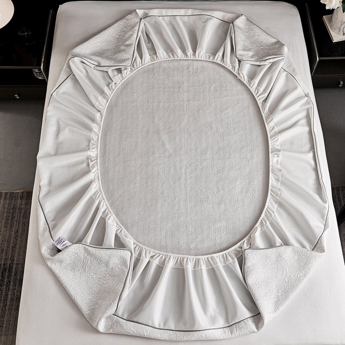 91家纺网 家纺一手货源 找家纺 玖玖爱家纺 2026新款韩国量子冷感软凉席床笠款 小雪花雪域白