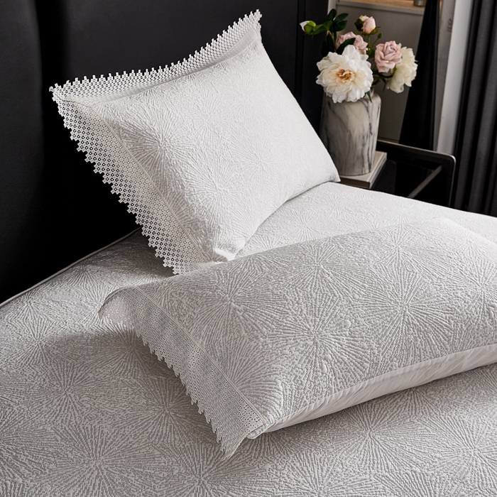 91家纺网 家纺一手货源 找家纺 玖玖爱家纺 2026新款韩国量子冷感软凉席床笠款 小雪花雪域白