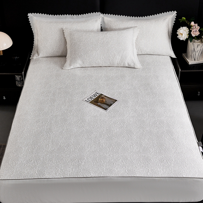 91家纺网 家纺一手货源 找家纺 玖玖爱家纺 2026新款韩国量子冷感软凉席床笠款 小雪花雪域白