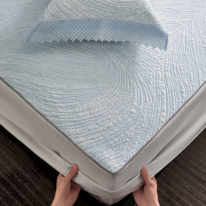 91家纺网 家纺一手货源 找家纺 玖玖爱家纺 2026新款韩国量子冷感软凉席床笠款 小旋风天空蓝