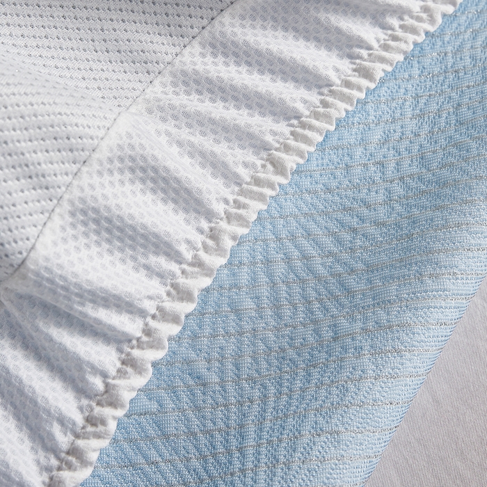 91家纺网 家纺一手货源 找家纺 玖玖爱家纺 2026新款韩国量子冷感软凉席床笠款 小雪花天空蓝