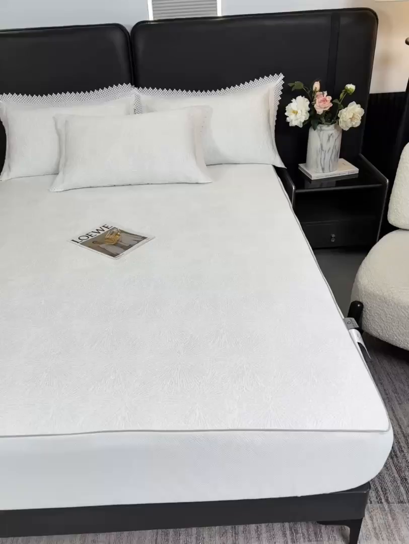 91家纺网 家纺一手货源 找家纺 玖玖爱家纺 2026新款韩国量子冷感软凉席床笠款 小雪花雪域白