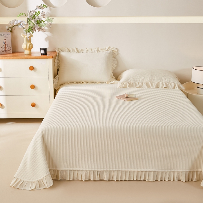 91家纺网 家纺一手货源 找家纺 （总）玖玖爱家纺 2026新款高端A类夹棉水洗母婴级莱赛尔天丝床盖裙边凉席三件套