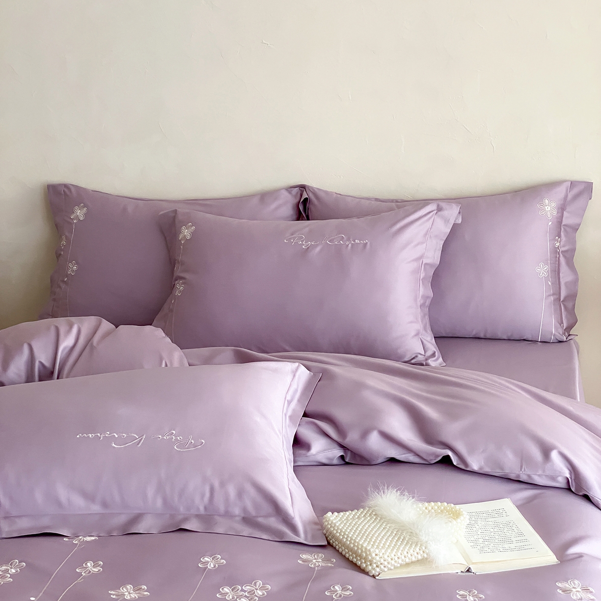 91家纺网 家纺一手货源 找家纺 （总）曼布缇 2026新款春夏款新品长绒棉刺绣四件套 -花涧（会员－20，券后338起）