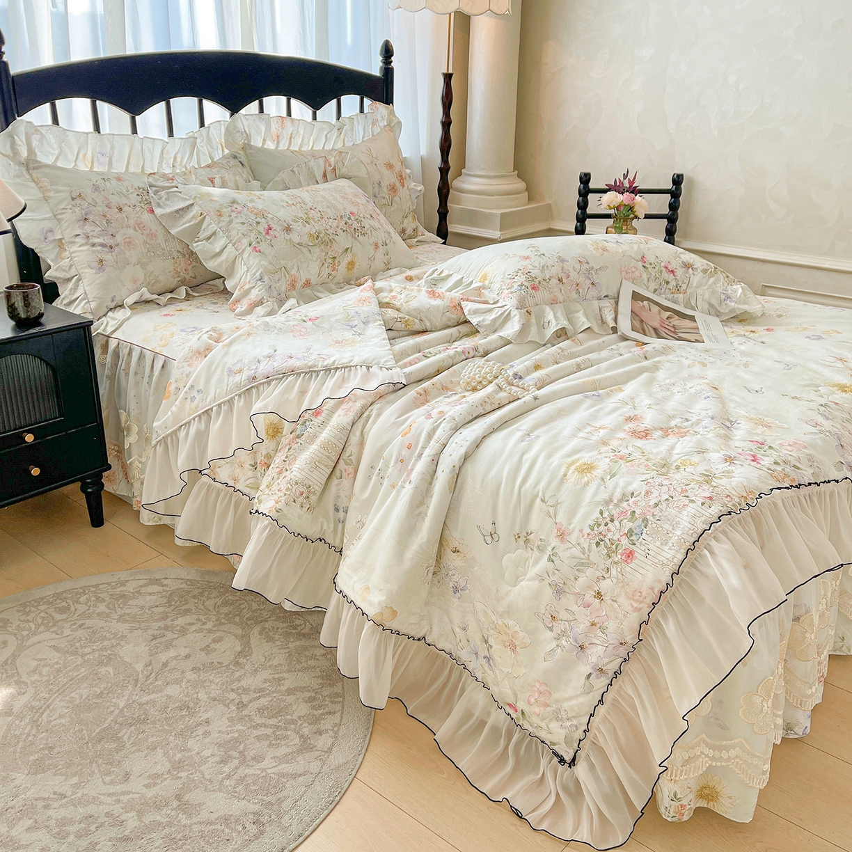 91家纺网 家纺一手货源 找家纺 （总）宜凡家纺 2026新款全棉数码印花夏被床裙四件套②号系列