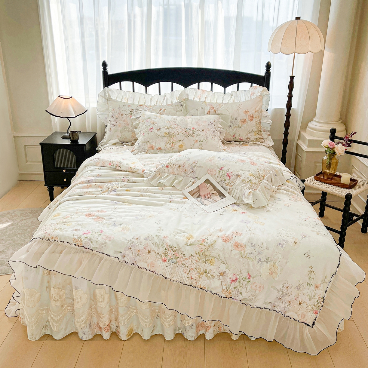 91家纺网 家纺一手货源 找家纺 （总）宜凡家纺 2026新款全棉数码印花夏被床裙四件套②号系列