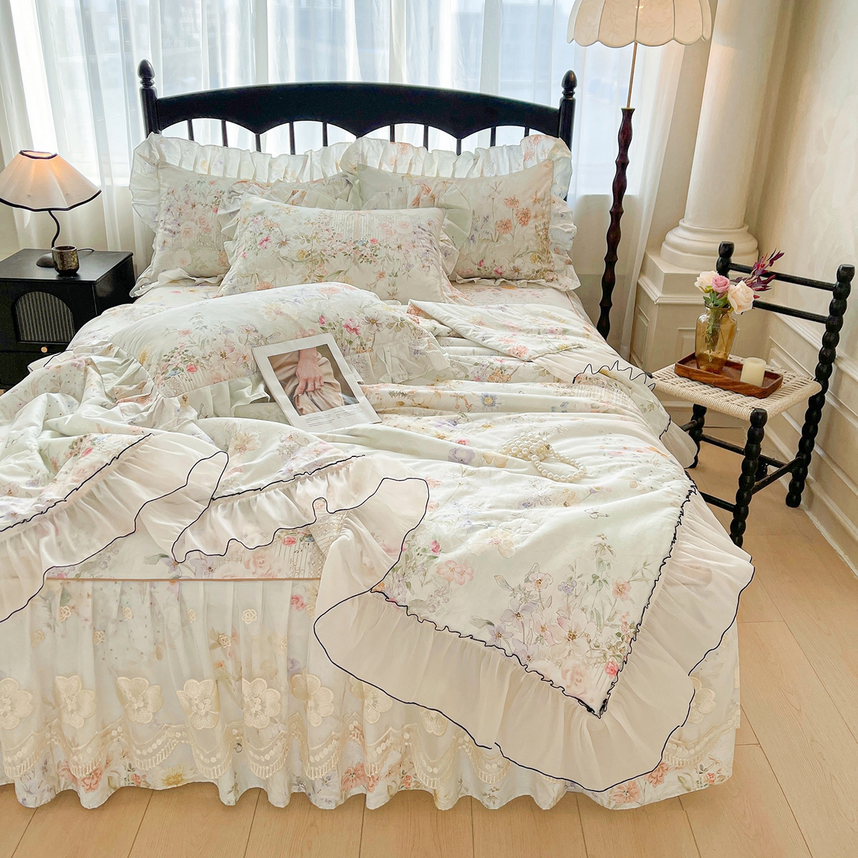 91家纺网 家纺一手货源 找家纺 （总）宜凡家纺 2026新款全棉数码印花夏被床裙四件套②号系列