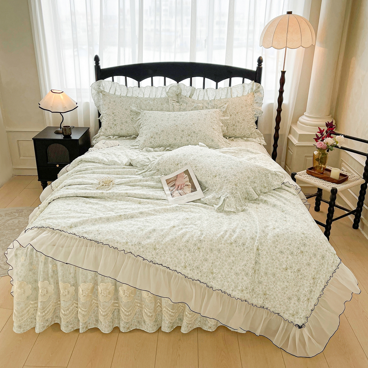 91家纺网 家纺一手货源 找家纺 宜凡家纺 2026新款全棉数码印花夏被床裙四件套②号系列 茜野