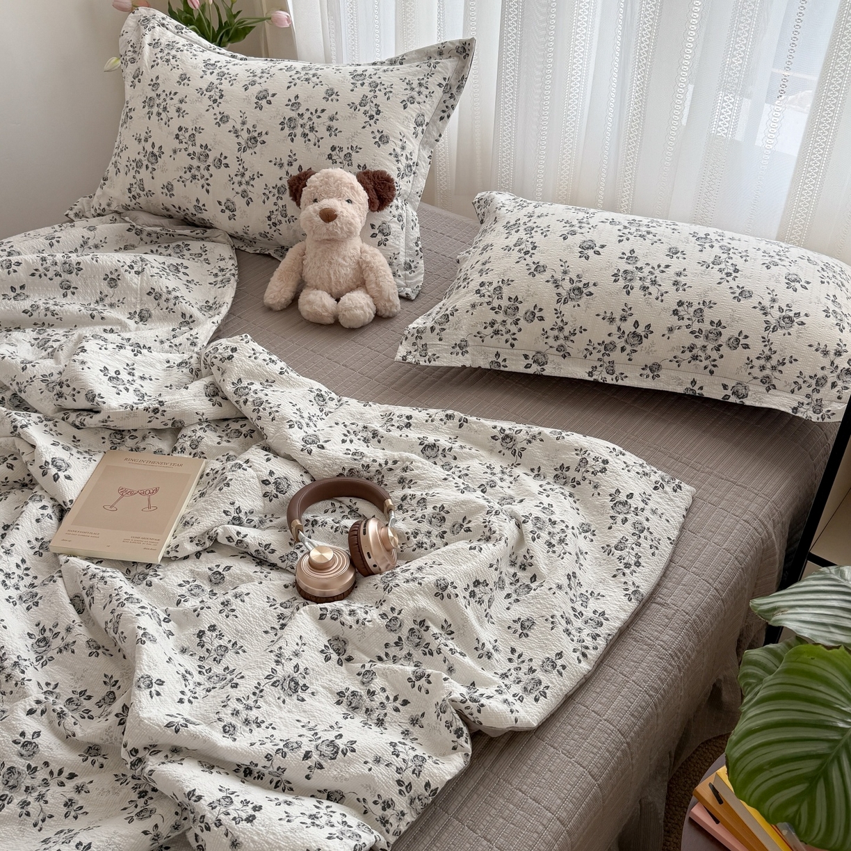 91家纺网 家纺一手货源 找家纺 禾沐 2026新款云感泡芙棉泡芙纱床盖夏被四件套 只闻花香