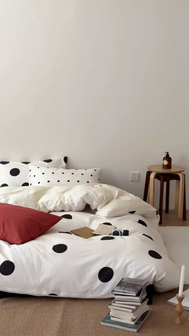 91家纺网 家纺一手货源 找家纺 尺素 2026新款全棉纯棉简约松弛感波点四件套纯棉ins风纯色被套 松弛主义