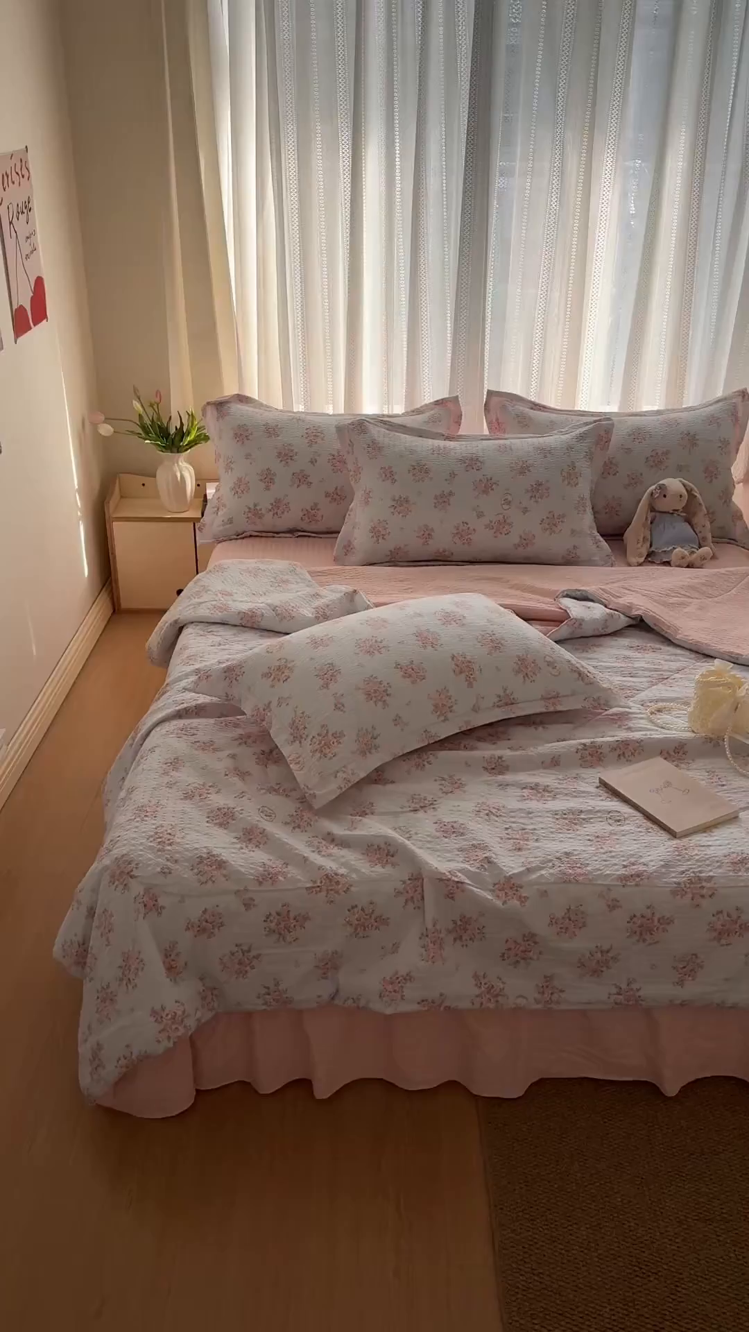 91家纺网 家纺一手货源 找家纺 禾沐 2026新款云感泡芙棉泡芙纱床盖夏被四件套 仲夏