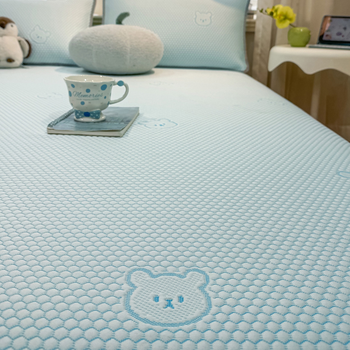 91家纺网 家纺一手货源 找家纺 （总）眠势力 2026新款冰豆豆凉席三件套夏季冷感可机洗冰丝席软席子条席款