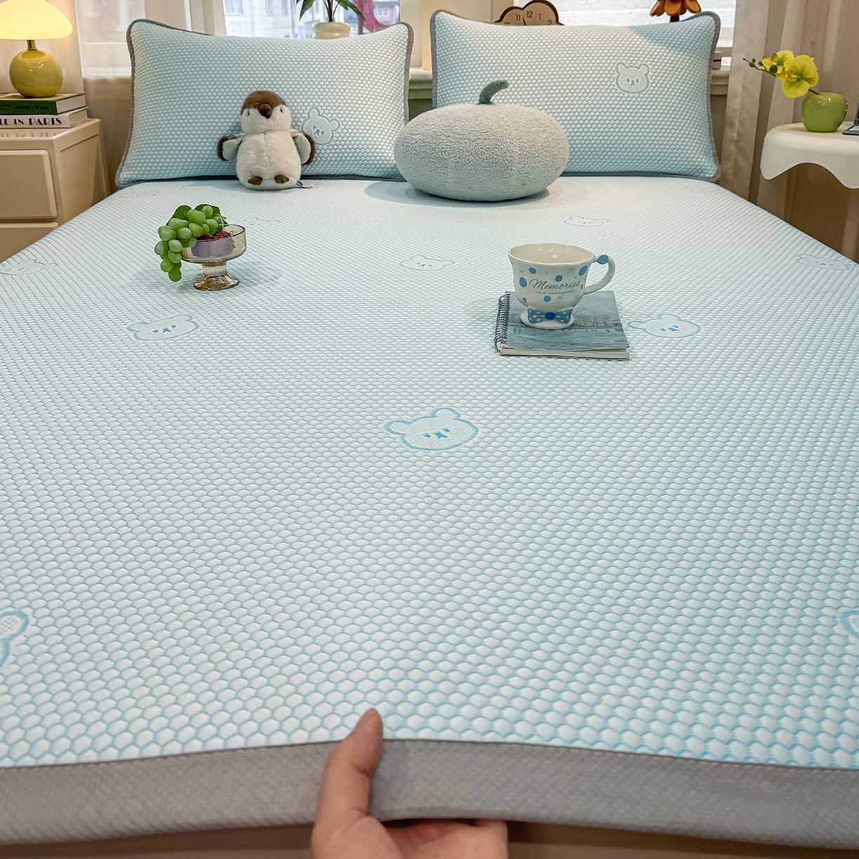 91家纺网 家纺一手货源 找家纺 （总）眠势力 2026新款冰豆豆凉席三件套夏季冷感可机洗冰丝席软席子条席款