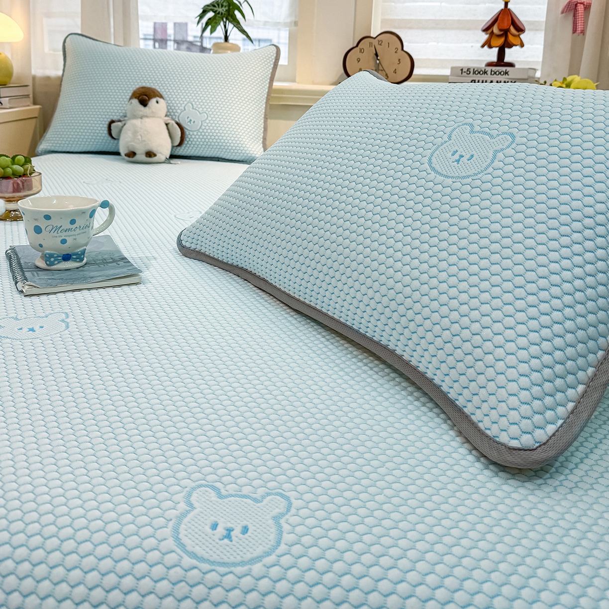 91家纺网 家纺一手货源 找家纺 （总）眠势力 2026新款冰豆豆凉席三件套夏季冷感可机洗冰丝席软席子条席款