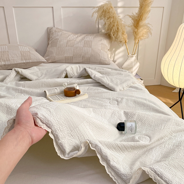 91家纺网 家纺一手货源 找家纺 VIP被业 2026新款A类全棉蚕蛹提花双层纱夏被直播款小红书空调被 慕斯灰