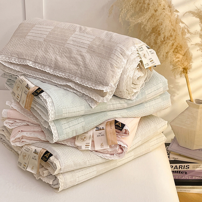 91家纺网 家纺一手货源 找家纺 VIP被业 2026新款A类全棉蚕蛹提花双层纱夏被直播款小红书空调被 组合图仅供参考不可下单