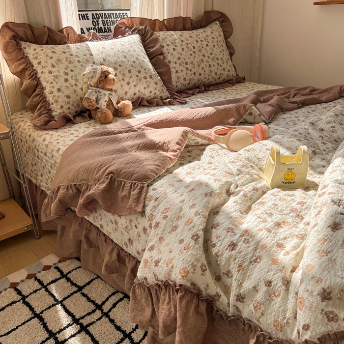 91家纺网 家纺一手货源 找家纺 梵希雅 2026新款床盖款花边夏被四件套 典雅