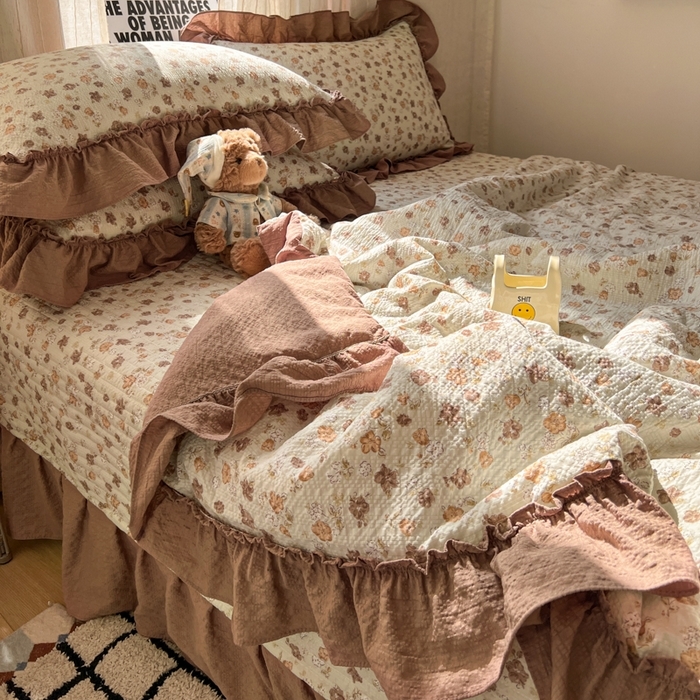 91家纺网 家纺一手货源 找家纺 梵希雅 2026新款床盖款花边夏被四件套 典雅