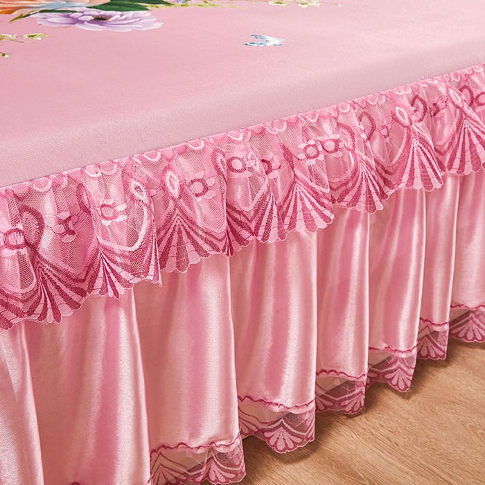 91家纺网 家纺一手货源 找家纺 （总）妖妖家纺 2026新款双层蕾丝床裙夏凉冰丝席