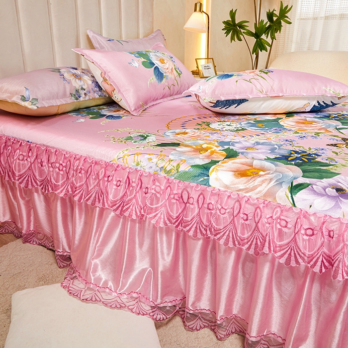 91家纺网 家纺一手货源 找家纺 （总）妖妖家纺 2026新款双层蕾丝床裙夏凉冰丝席