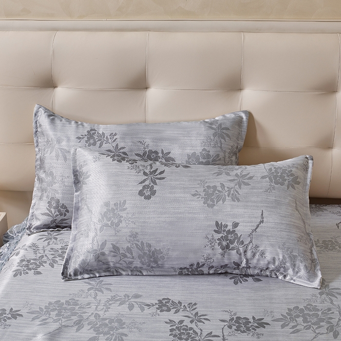 91家纺网 家纺一手货源 找家纺 妖妖家纺 2026新款双层蕾丝床裙夏凉冰丝席 烟雨灰