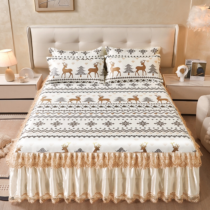 91家纺网 家纺一手货源 找家纺 （总）妖妖家纺 2026新款双层蕾丝床裙夏凉冰丝席