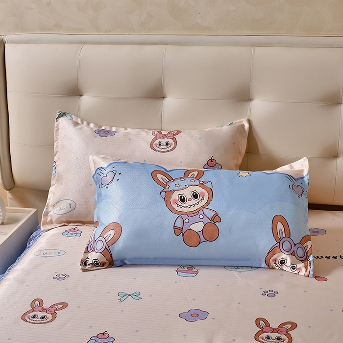 91家纺网 家纺一手货源 找家纺 妖妖家纺 2026新款双层蕾丝床裙夏凉冰丝席 拉布布蓝