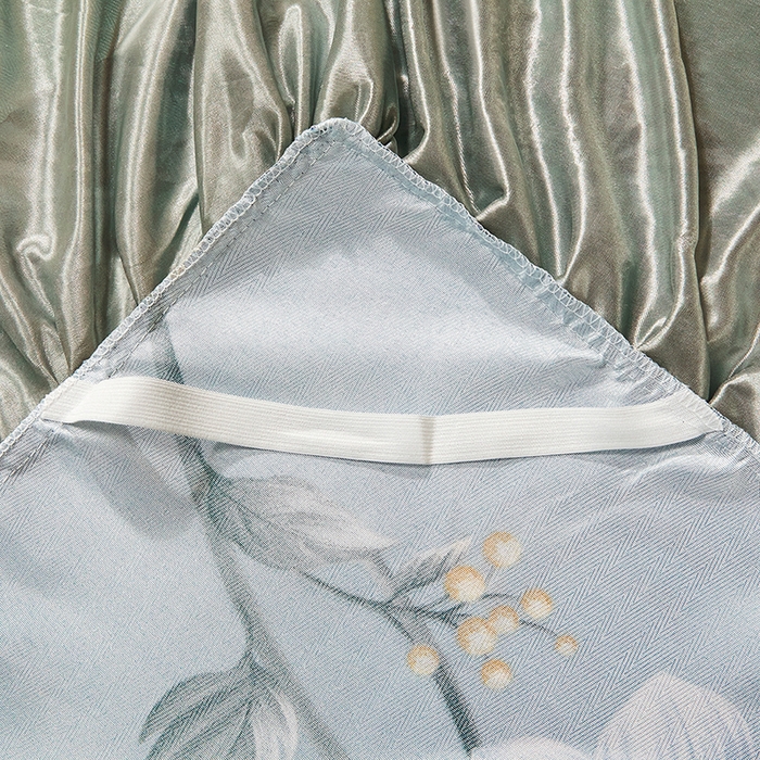 91家纺网 家纺一手货源 找家纺 妖妖家纺 2026新款双层蕾丝床裙夏凉冰丝席 锦绣风尚蓝