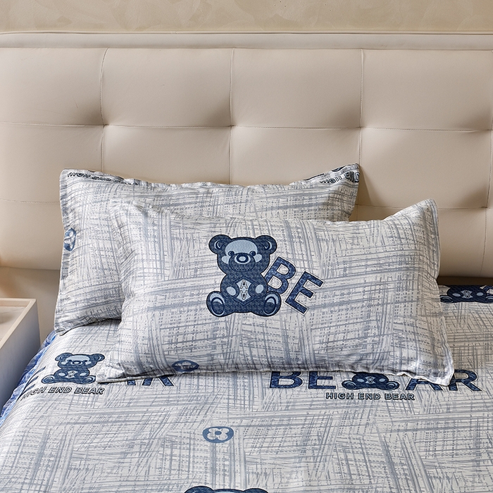 91家纺网 家纺一手货源 找家纺 妖妖家纺 2026新款双层蕾丝床裙夏凉冰丝席 暴力熊蓝