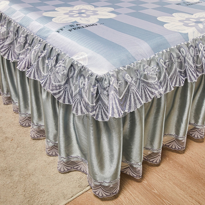 91家纺网 家纺一手货源 找家纺 妖妖家纺 2026新款双层蕾丝床裙夏凉冰丝席 贝琪