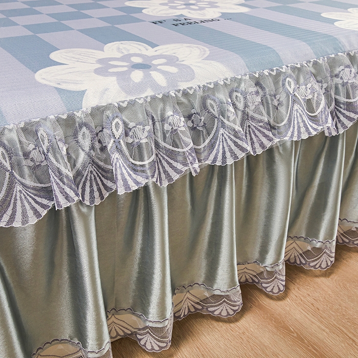 91家纺网 家纺一手货源 找家纺 妖妖家纺 2026新款双层蕾丝床裙夏凉冰丝席 贝琪