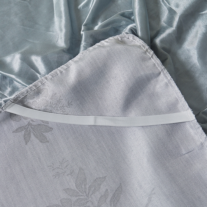 91家纺网 家纺一手货源 找家纺 妖妖家纺 2026新款双层蕾丝床裙夏凉冰丝席 烟雨灰