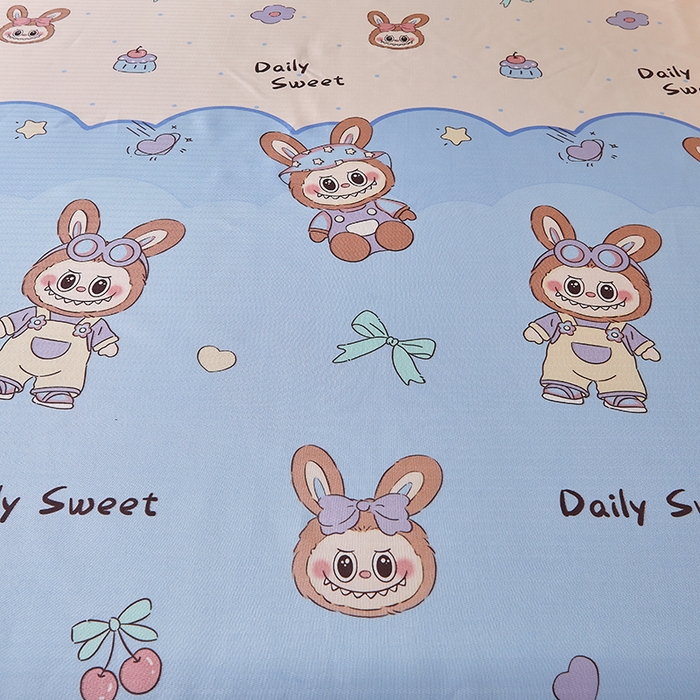 91家纺网 家纺一手货源 找家纺 妖妖家纺 2026新款双层蕾丝床裙夏凉冰丝席 拉布布蓝