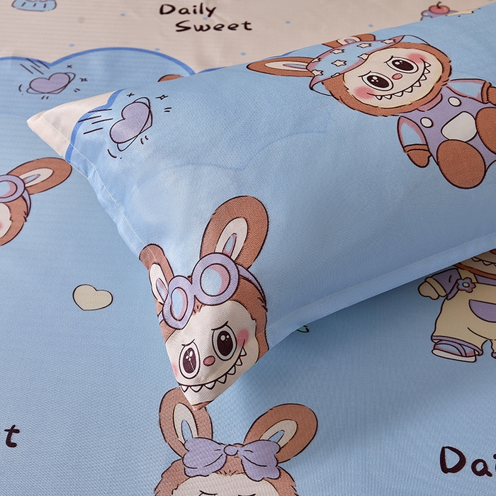 91家纺网 家纺一手货源 找家纺 妖妖家纺 2026新款双层蕾丝床裙夏凉冰丝席 拉布布蓝