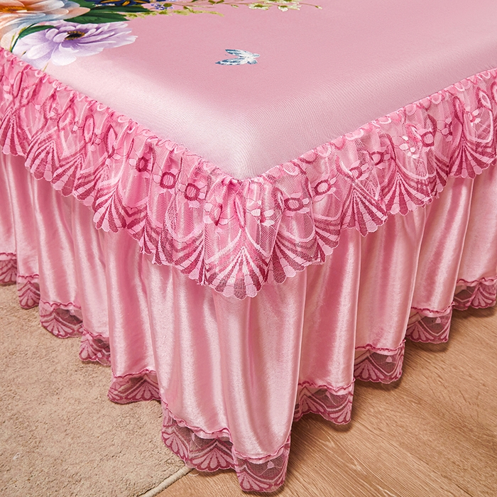 91家纺网 家纺一手货源 找家纺 （总）妖妖家纺 2026新款双层蕾丝床裙夏凉冰丝席