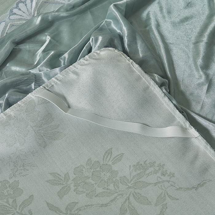 91家纺网 家纺一手货源 找家纺 妖妖家纺 2026新款双层蕾丝床裙夏凉冰丝席 烟雨绿