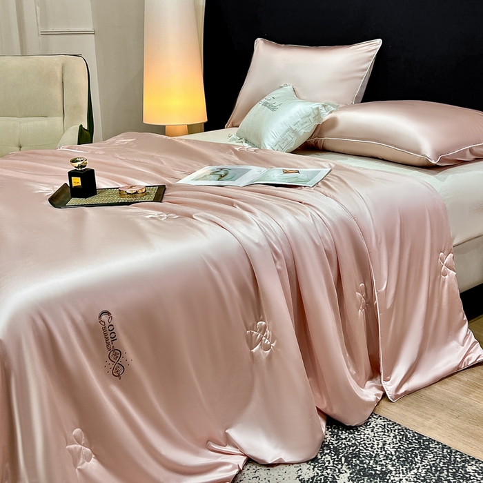 欧雅阁 2026新款A类冰丝绸夏被冰肌夏被空调被锦氨纶夏凉被 薄被子 冰丝绸-豆沙