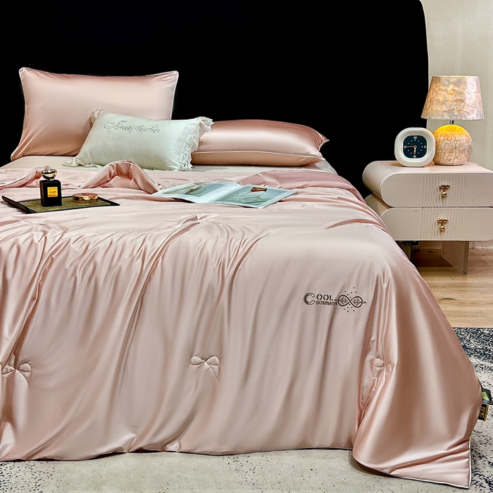 91家纺网 家纺一手货源 找家纺 欧雅阁 2026新款A类冰丝绸夏被冰肌夏被空调被锦氨纶夏凉被 薄被子 冰丝绸-豆沙