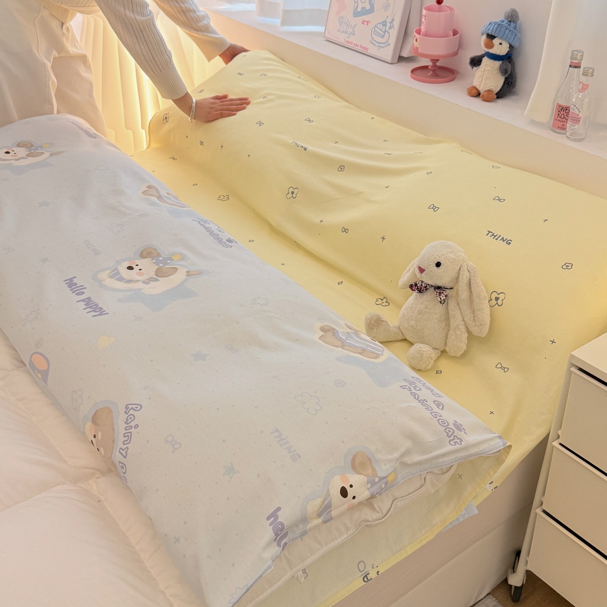 91家纺网 家纺一手货源 找家纺 简宜家居（朝初家纺） 2026新款40支纯棉全棉12868旅行睡袋 酒店隔脏便携 派对小狗-黄