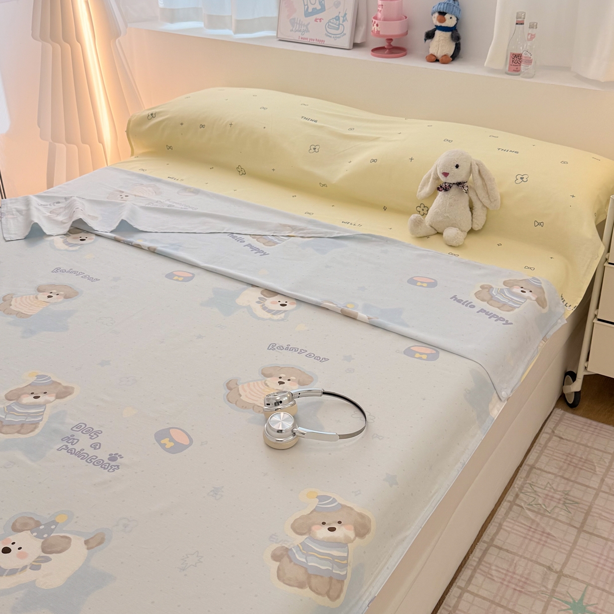 91家纺网 家纺一手货源 找家纺 简宜家居（朝初家纺） 2026新款40支纯棉全棉12868旅行睡袋 酒店隔脏便携 派对小狗-黄